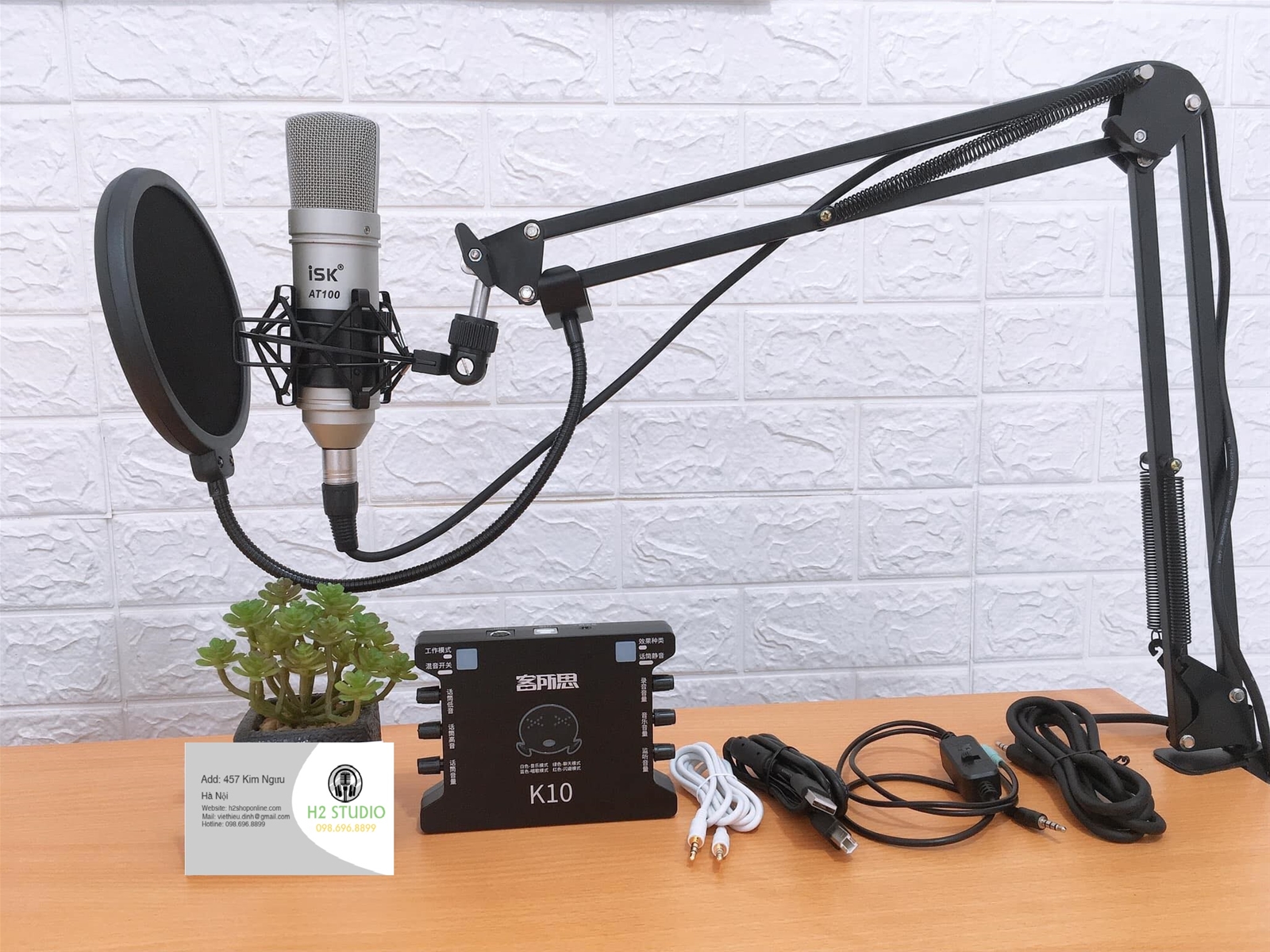 Combo Mic ISK AT100 + Sound card K-10